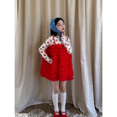 SG1267 SET ÁO THUN HOA PHỐI VÁY 2 DÂY TUTU