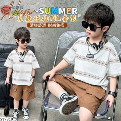 ST7310 SET ÁO PHÔNG KẺ NGANG PHỐI QUẦN SHORT