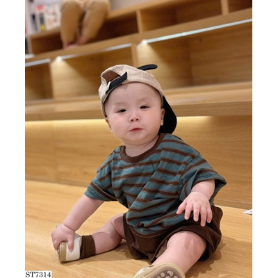 ST7314 SET ÁO KẺ SỌC MIX QUẦN SHORT BT