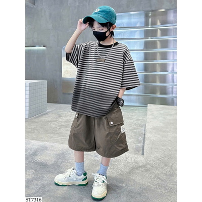 ST7316 SET ÁO KẺ QUẦN SHORT CHO BT 