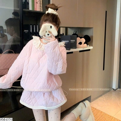 SM4370 SET ÁO CỔ BÈO MIX CHÂN VÁY