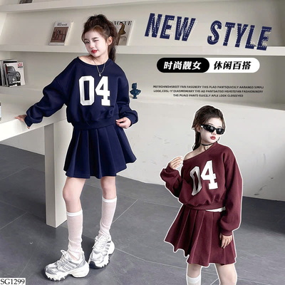 SG1299 SET VÁY NỈ THU ĐÔNG SỐ 04 BÉ GÁI 