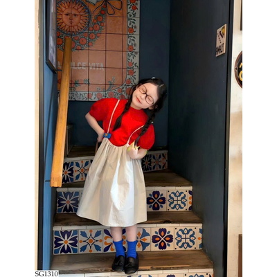 SG1310 ÁO LEN CỘC TAY PHỐI VÁY CHO BÉ
