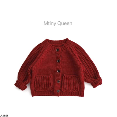A3868 ÁO CARDIGAN LEN ĐỎ CHO BÉ 