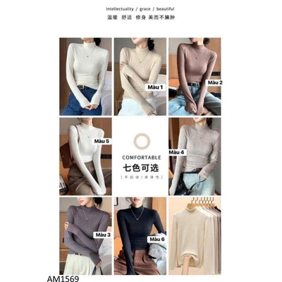 AM1569  ÁO LEN GÂN CỔ LỌ