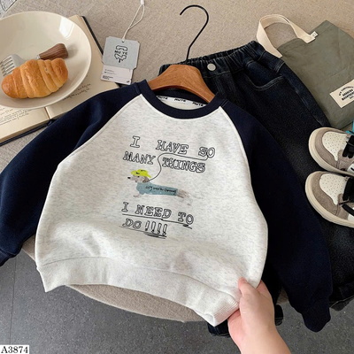 A3874 ÁO NỈ PHỐI MÀU HỌA TIẾT MUYE
