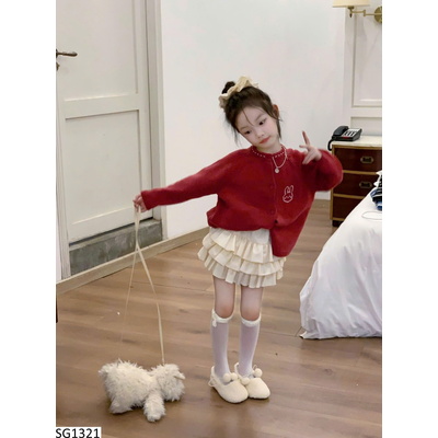 SG1321 SET ÁO CARDIGAN MIX CHÂN VÁY TẦNG CHO BÉ