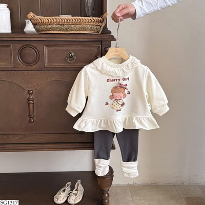 SG1317 SET ÁO HOẠT HÌNH MIX QUẦN LEGGING SZ NHÍ