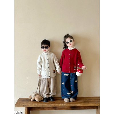 A3876 ÁO CARDIGAN LEN GẤU CHO BÉ
