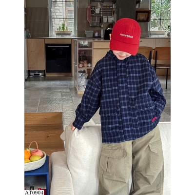 AT0904 ÁO KHOÁC KẺ CARO CÓ MŨ AOAOKIDS