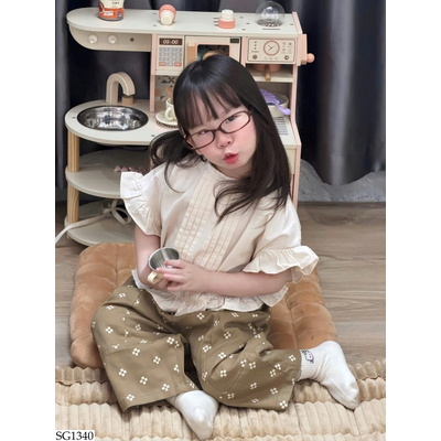 SG1340 SET ÁO VIỀN BÈO MIX QUẦN HOA ADBABY