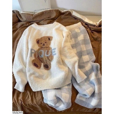 SM4395 SET NỈ LÔNG GẤU TONE XANH