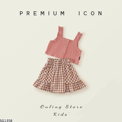 SG1358 SET ÁO 2 DÂY MIX CHÂN VÁY CARO PREMIUM ICON