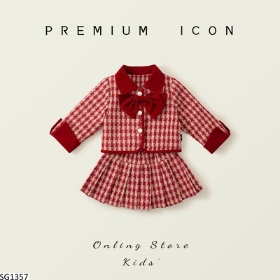 SG1357 SET CARO ĐỎ CHO BÉ PREMIUM ICON