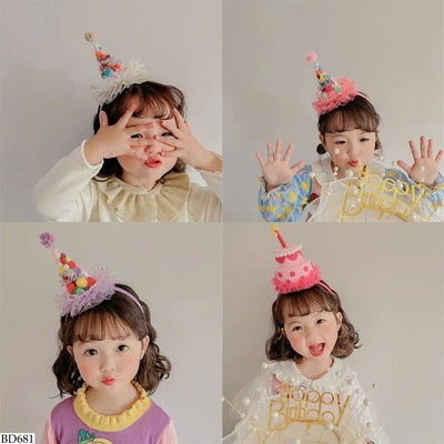 BD681 BỜM TÓC MŨ SINH NHẬT CHO BÉ