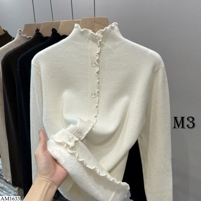 AM1633 ÁO LEN CỔ BÈO LÓT LÔNG