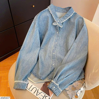 AM1617 ÁO SƠ MI JEAN MIX REN NỮ