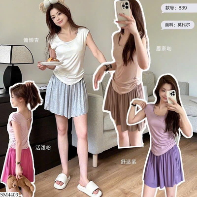 SM4403 BỘ MẶC NHÀ TAY HẾN KÈM BRA