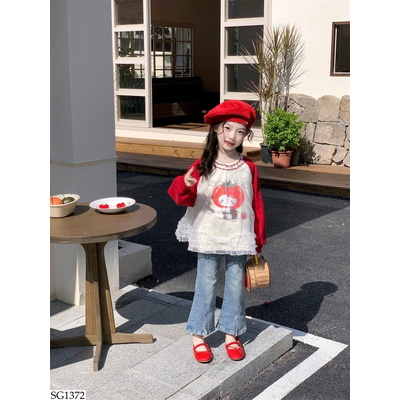 SG1372 SET ÁO KITTY MIX QUẦN JEAN BG