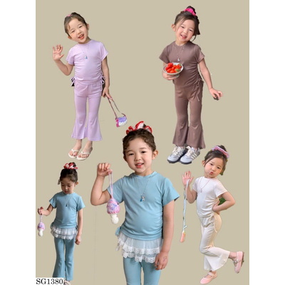 SG1380 SET ÁO THUN DÂY RÚT MIX QUẦN ỐNG LOE BG