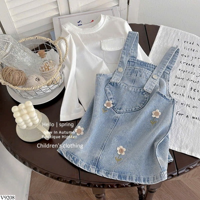 V9208 VÁY YẾM JEAN CHO BÉ GÁI