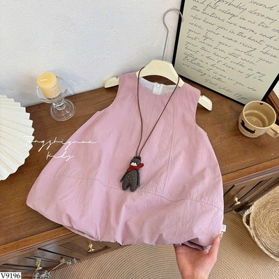 V9196 VÁY BÍ HỒNG SÁT NÁCH BG