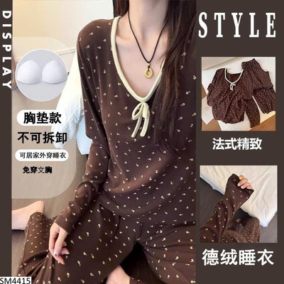 SM4415 BỘ MẶC NHÀ HỌA TIẾT CÓ ĐỆM NGỰC