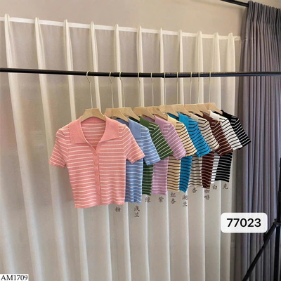 AM1709 ÁO POLO KẺ CỘC TAY CHO NỮ