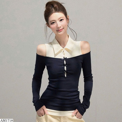 AM1718 ÁO THUN HỞ VAI CỔ SƠ MI NỮ
