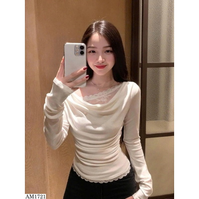 AM1721 ÁO THUN DÀI TAY PHỐI REN ANNA