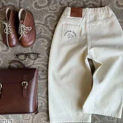 QT5278 QUẦN JEAN HỌA TIẾT CÚN CHO BÉ