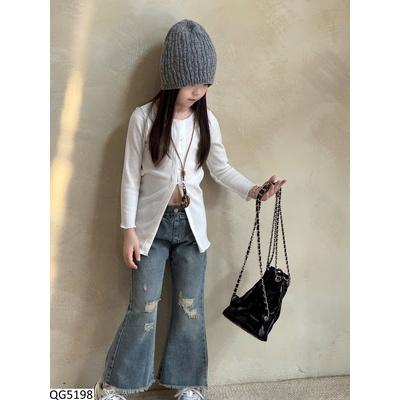 QG5198 QUẦN JEAN RÁCH ỐNG LOE CHO BÉ