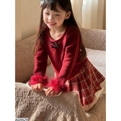 AG9429 ÁO LEN HỌA TIẾT NƠ CHO BÉ