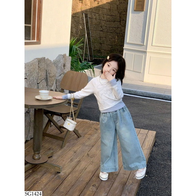 SG1424 SET ÁO GIẢ 2 MẢNH MIX QUẦN JEAN SUÔNG
