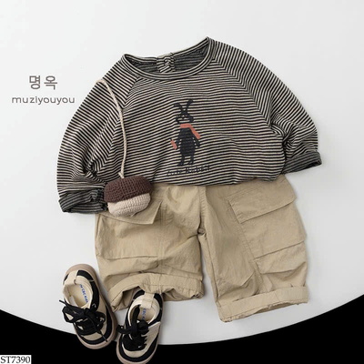 ST7390 SET ÁO KẺ MIX QUẦN SUÔNG BT