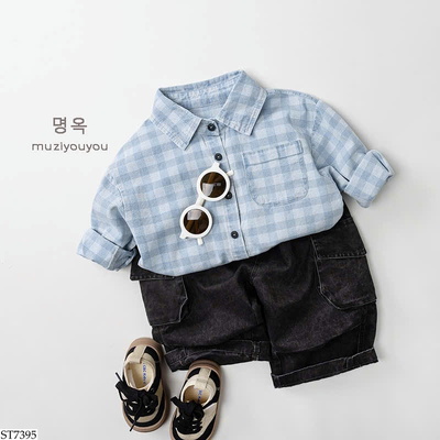 ST7395 SET ÁO SƠ MI KẺ MIX QUẦN TÚI HỘP