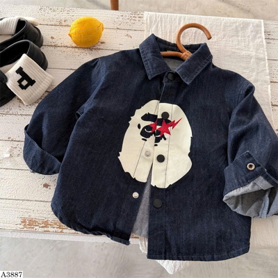 A3887 ÁO SƠ MI JEANS HỌA TIẾT CHO BÉ