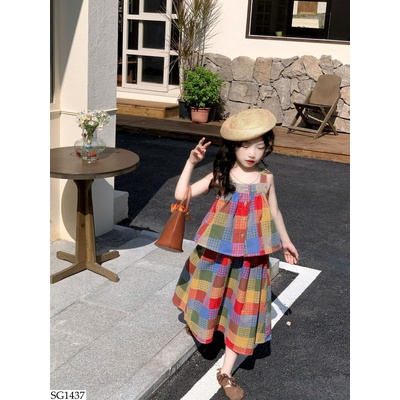 SG1437 BỘ HÈ KẺ CARO SẮC MÀU BG