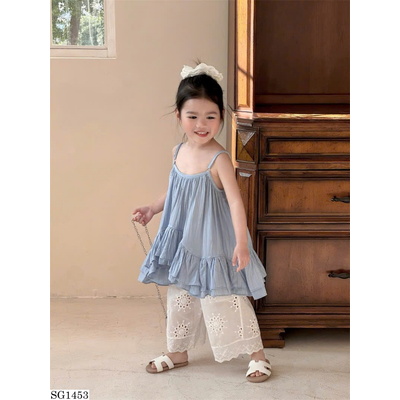 SG1453 SET ÁO 2 DÂY BÈO MIX QUẦN REN HOA BG