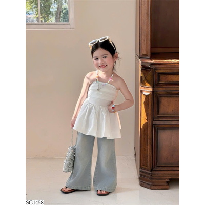 SG1458 SET ÁO QUÂY MIX QUẦN JEAN LOE