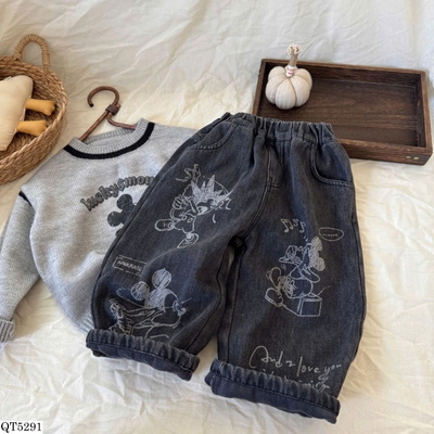 QT5291 QUẦN JEANS HỌA TIẾT CHUỘT MICKEY BT