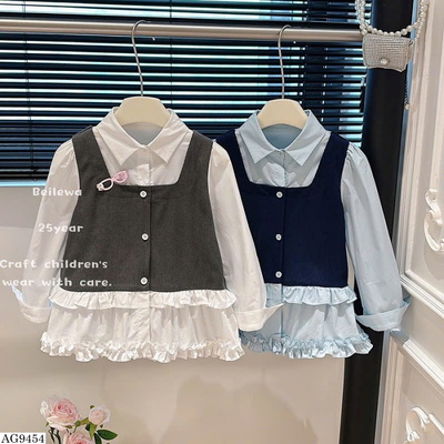 AG9454  ÁO 2 MẢNH SƠ MI BÈO PHỐI GILE BG