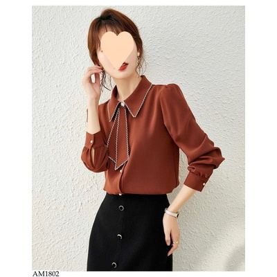 AM1802 ÁO SƠ MI CỔ NƠ VIỀN SANG TRỌNG 