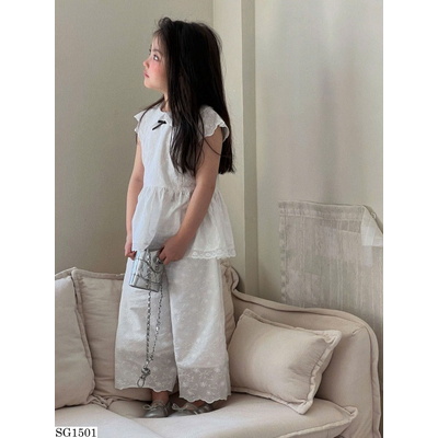 SG1501 SET ÁO QUẦN HỌA TIẾT REN BG