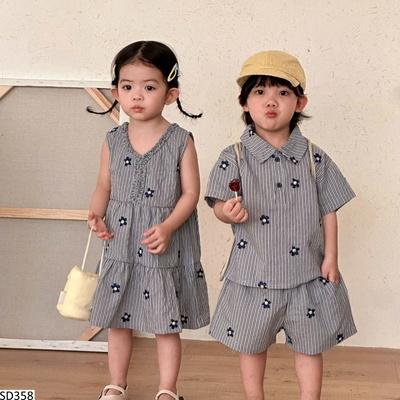 SD358 SET ĐÔI KẺ HỌA TIẾT HOA CHO BÉ