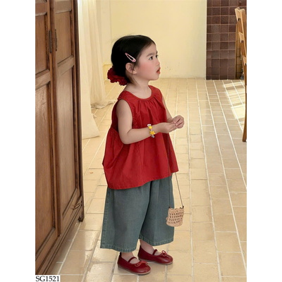 SG1521 SET ÁO ĐỎ MIX QUẦN JEAN BG