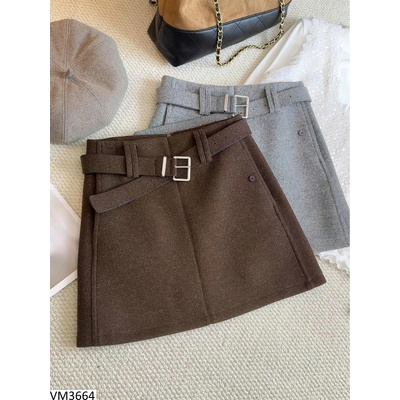 VM3664 CHÂN VÁY DẠ NGẮN ANNA KÈM BELT