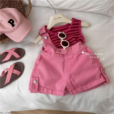 SG1538 SET ÁO KẺ MIX QUẦN YẾM NINGLI