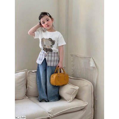 SG1549 SET ÁO KITTY MIX QUẦN JEAN BG