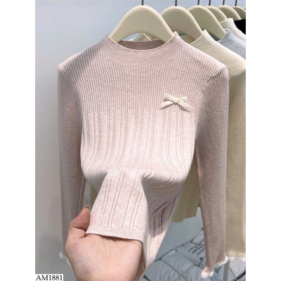 AM1881 ÁO DỆT KIM NƠ CỔ TRÒN